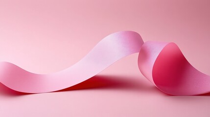 Wall Mural - pink ribbon swirls on pastel background