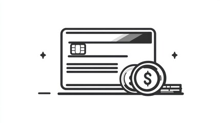 Poster - Simple credit card and money illustration, digital graphic