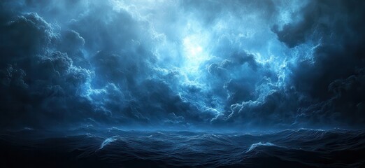 Poster - Dramatic Stormy Ocean Scene with Dark Clouds and Turbulent Waves Under a Moody Sky Captivating Nature Landscape for Art and Inspiration