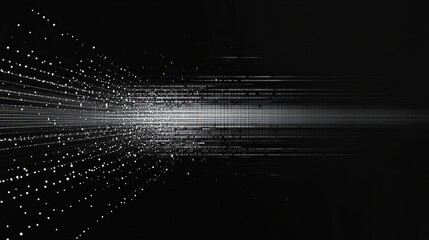 Poster - Abstract Digital Data Stream Background Grey White Black Technology Futuristic Modern Design Graphic Illustration Artistic Pixelated Lines Points     