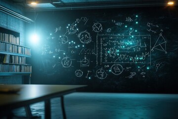 Aufkleber - A blackboard with equations and diagrams on it