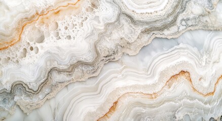 Poster - Elegant Layers of White and Gray Marble Stone with Natural Patterns and Textures for Interior Design or Natural Stone Backgrounds