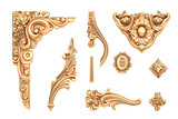 Elegant Golden Ornate Decorative Elements Luxurious Rococo Style Design