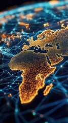 Poster - Vibrant Digital Map of Africa Highlighting Connectivity