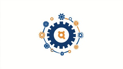 Poster - interconnected gears symbol, engineering concept, futuristic design