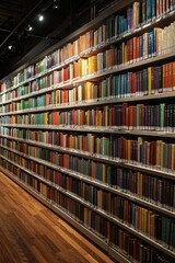 Poster - A library with many books on the shelves