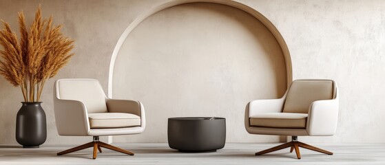 Poster - Minimalist design featuring a single chair and a stylish vase on a table capturing the essence of modern interior decor