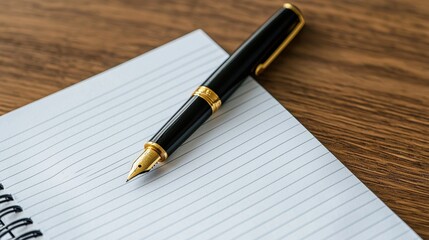Aufkleber - A pen is sitting on a sheet of lined paper
