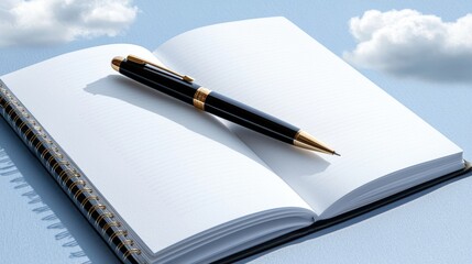 Aufkleber - A pen is sitting on top of a blank page in a notebook