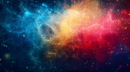 Fototapete - Abstract Colorful Network Connections Background Nebula Cosmic Energy
