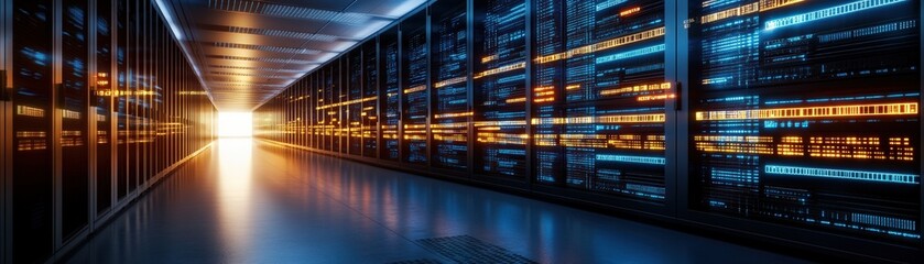 Poster - Advanced server room equipped with cutting-edge technology ensuring robust cybersecurity and data protection solutions
