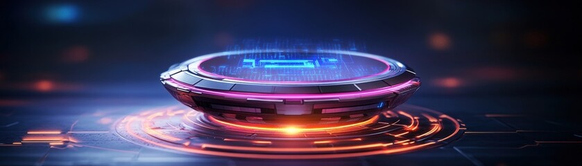 Poster - Futuristic watch with glowing blue and red lights symbolizing advances in technology and cybersecurity innovation