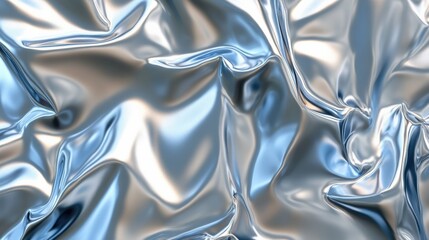Poster - shimmering metallic fabric draped elegantly, reflecting light with soft folds and textures