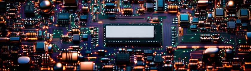 Poster - Detailed view of a computer chip showcasing advanced technology and design for modern cybersecurity applications