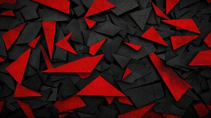 Poster - Abstract red and black geometric shapes on dark background for creative design projects