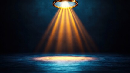 Poster - Ceiling light emitting soft glow in a darkened room creating a defocused and atmospheric studio environment