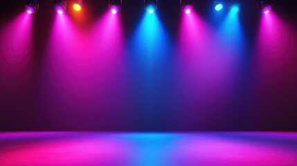 Poster - Colorful stage lighting illuminating the empty room for performance displays
