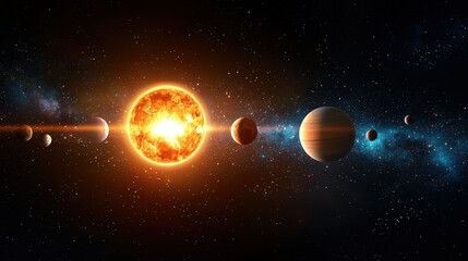 Poster - A 3D astronomy scene with planets, stars, and space phenomena, captured in HD 8k with smooth lines and full depth of field, highlighting the awe-inspiring complexity of space.