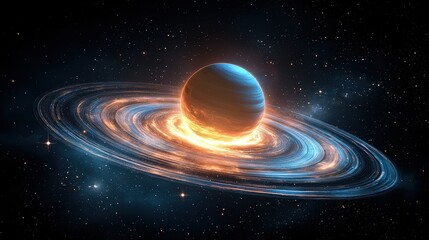Poster - A 3D astronomy scene with planets, stars, and space phenomena, captured in HD 8k with smooth lines and full depth of field, highlighting the awe-inspiring complexity of space.