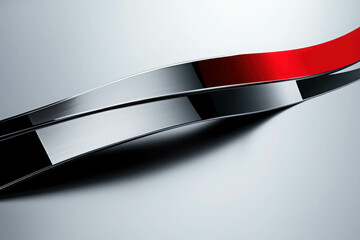 Poster - Abstract metal curves with reflections and shadows on sleek background in modern design aesthetic