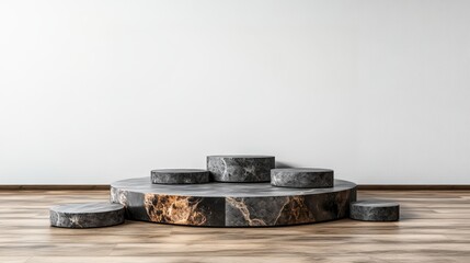 Poster - Sophisticated table made of marble set in an elegant room showcasing luxurious design and refined aesthetics