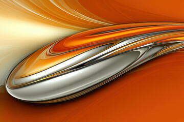 Poster - Abstract Flowing Design with Smooth Curves and Vibrant Orange and Silver Elements