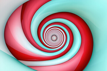 Poster - Swirling Spiral Pattern with Red and Aqua Shades in Abstract Design Art
