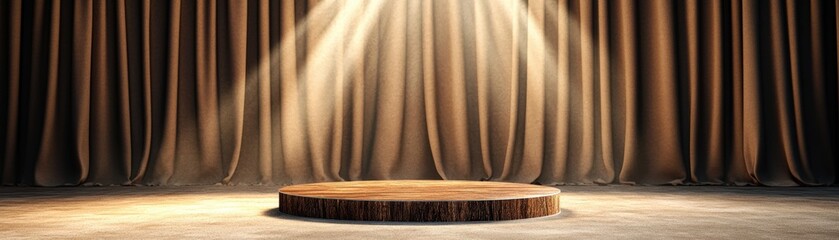 Poster - A stage illuminated by a bright spotlight against a background of empty curtains creating an engaging performance atmosphere