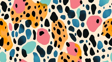 Poster - Colorful Abstract Animal Print Design Featuring Bold Shapes and Vibrant Colors on a Light Background