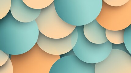 Poster - Colorful Overlapping Circles Create a Modern Abstract Design in Soothing Pastel Shades