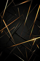 Fototapete - Abstract Shiny Lines on Dark Background with Elegant Golden Accents and Dynamic Arrangement