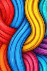 Poster - Colorful Wavy Patterns with Vibrant Red, Blue, Yellow, Green, and Pink Stripes in Abstract Design
