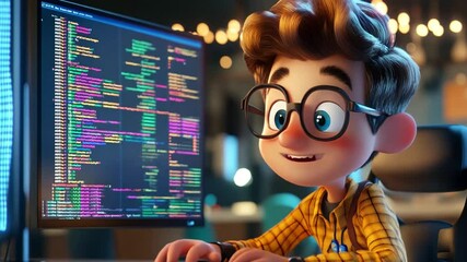 cartoon character cute Software Developer Videos 4K