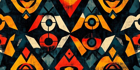 Poster - Colorful Geometric Pattern Featuring Bold Shapes and Contrasting Colors in a Modern Artistic Design