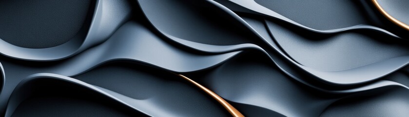 Poster - Striking black and gold wave pattern on a muted gray background providing a luxurious and elegant visual experience