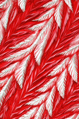 Poster - Vibrant Red and White Leaf Pattern with Intricate Design Suitable for Various Creative Projects