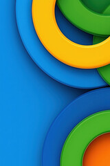Fototapete - Colorful Abstract Rings Arranged on Bright Blue Background in Modern Design Style