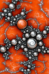 Poster - Intricate Abstract Art of Swirling Patterns and Vibrant Orange Background