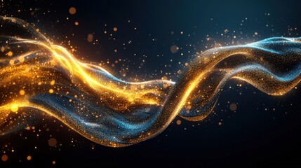 Poster - Beautiful wave of gold and blue powder creating a stunning visual display of color and movement in art