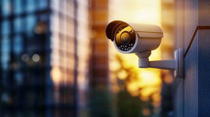 Poster - High definition outdoor security ip camera mounted for surveillance in an outdoor environment