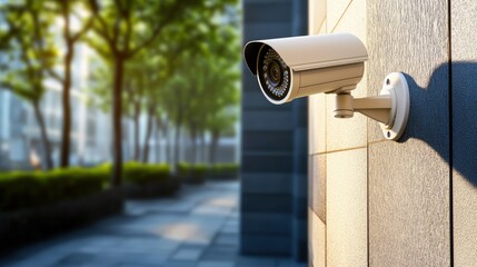 Poster - High definition outdoor security camera mounted on a wall for effective surveillance and monitoring