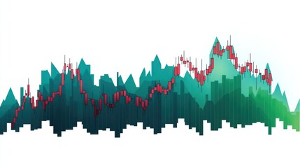 Poster - abstract stock chart showing fluctuating growth