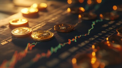 Poster - Cryptocurrency Chart Trend - Digital Assets - Financial Market - Investment Background - Use Stock Photo