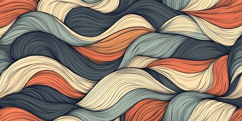 Poster - Colorful Flowing Lines Create an Abstract Design Emphasizing Harmony and Movement in a Blend of Earthy Tones