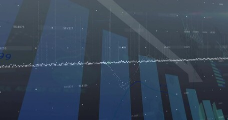 Poster - Animation of fluctuating graphs and numbers on abstract blue background in school