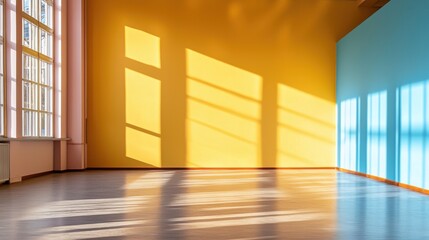 Poster - A room with a yellow wall and blue wall