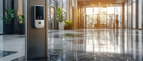 Poster - A silver electronic device is mounted on a metal pole