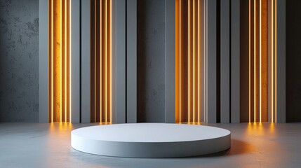 Aufkleber - A white pedestal with orange stripes in the background