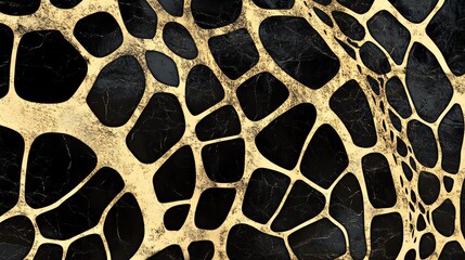 Poster - Intricate Pattern of Golden and Black Shapes Resembling Organic Structures in a Contemporary Design Setting