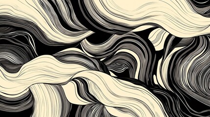 Poster - Abstract Monochrome Wave Patterns Create a Dynamic Visual Experience in Contemporary Design